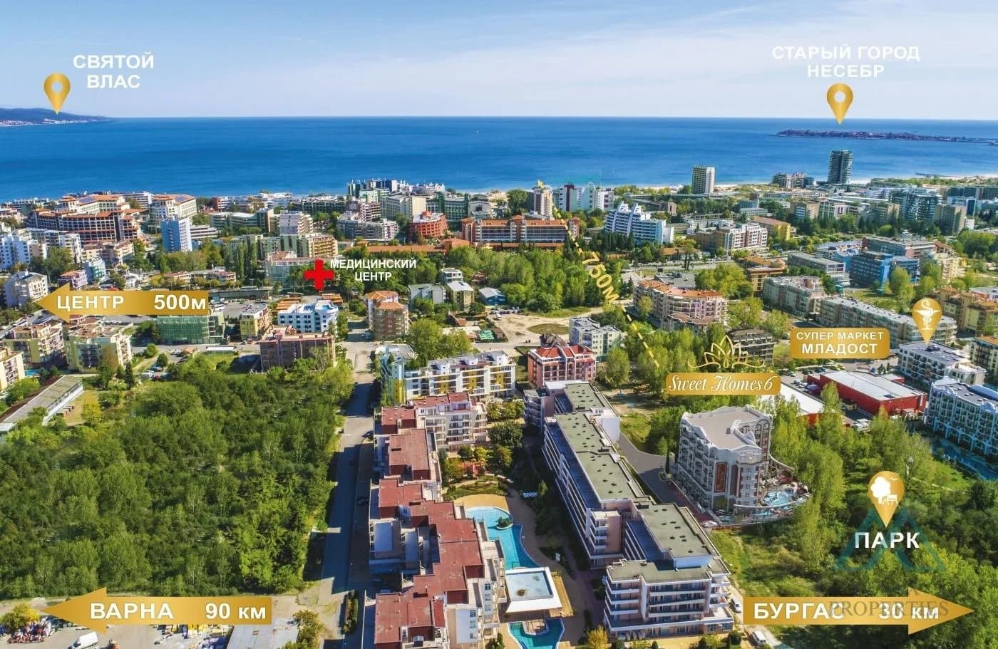 Luxusní apartmán se 2 ložnicemi v prestižním komplexu Sweet Homes 6, Slunečné pobřeží - foto 24
